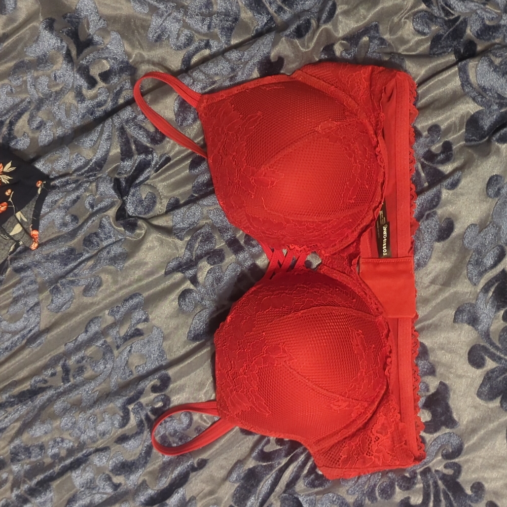 Torrid curve red lace bra push up plunge